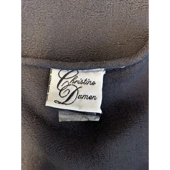 Christine Damen Size Small Sheer Hem Shirt Blouse Black 100% Rayon Long Sleeves - Picture 11 of 11